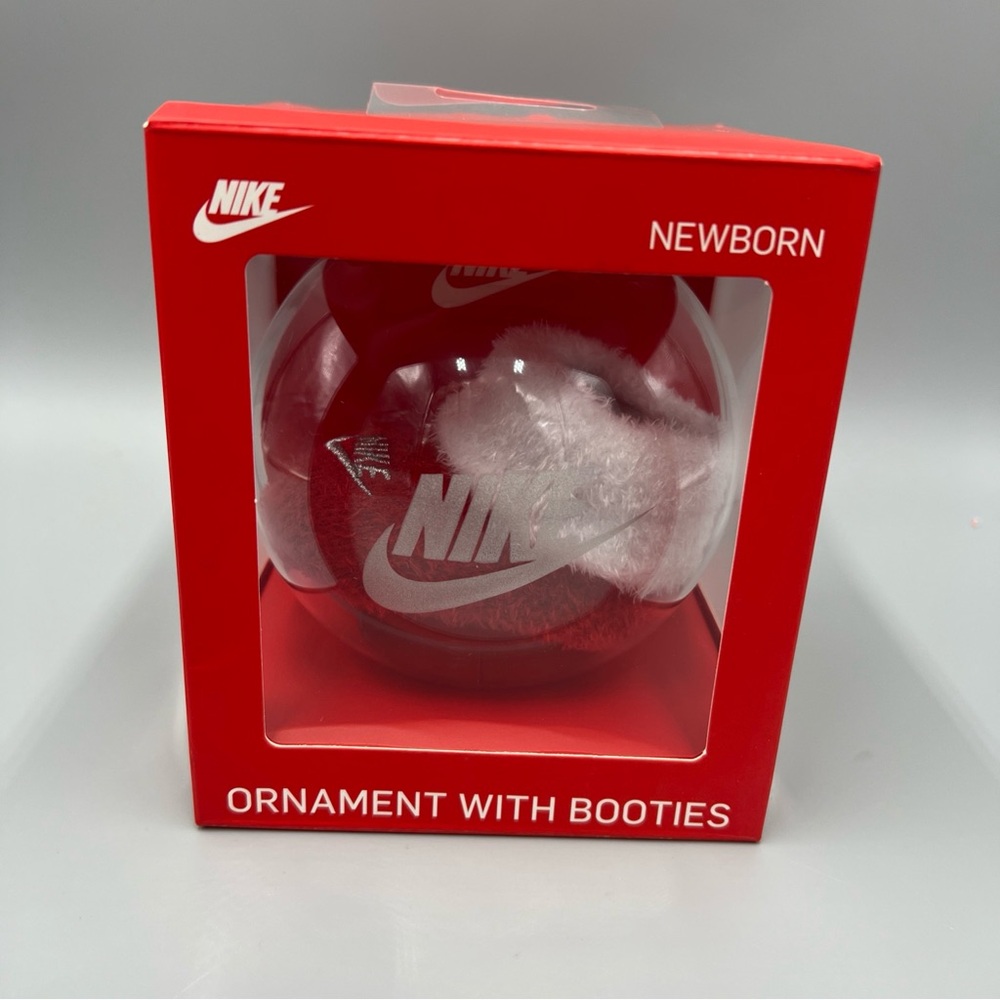Nike Newborn Christmas Ornament With Booties, Red & White. NN0597-U10